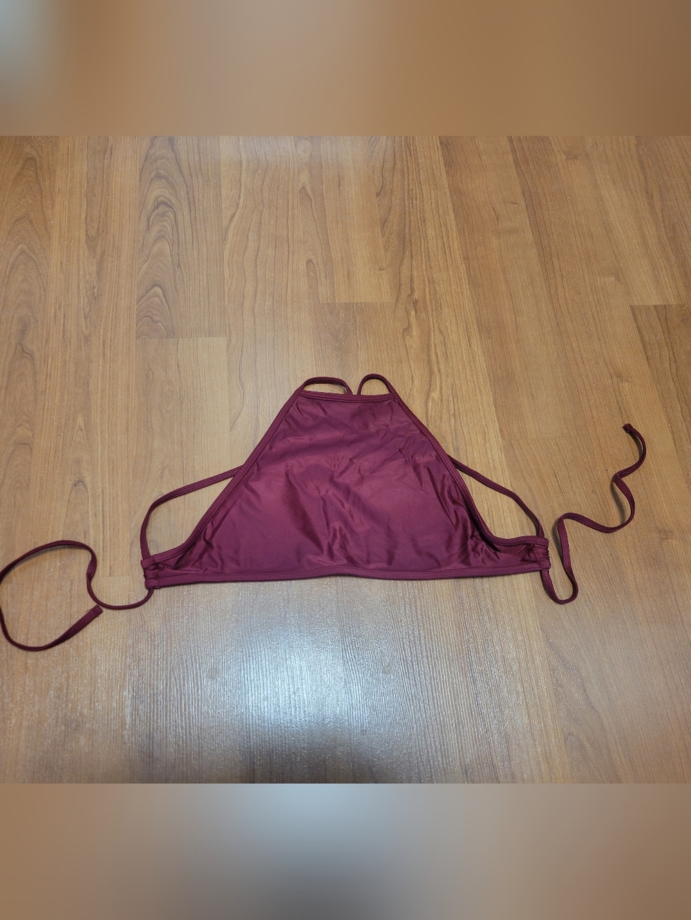 High Neck Triangle Swim Top - Burgundy